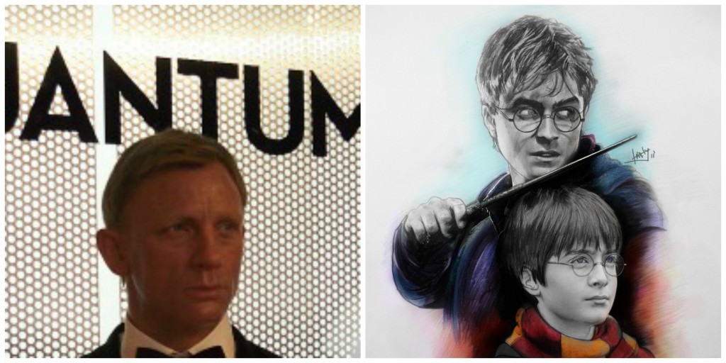 James Bond and Harry Potter collage