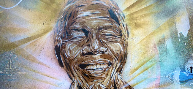 Nelson Mandela street art painting.