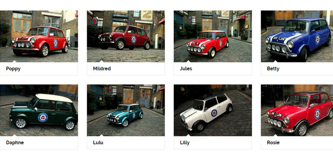 All of the Mini Coopers in the smallcarBIGCITY fleet 