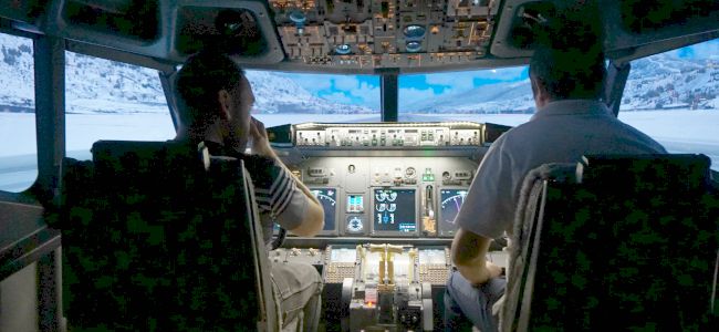 Steve and Ian in the flight simulator