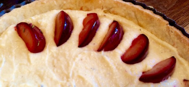 Place the plums into the mixture - national baking week