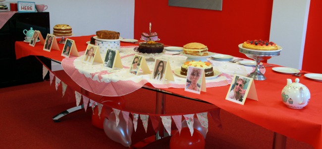 Nine delicious cakes waiting to be judged during the Red Letter Day Bake Off