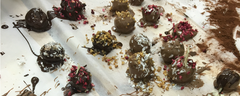 Chocolate truffles created on the luxury chocolate making course